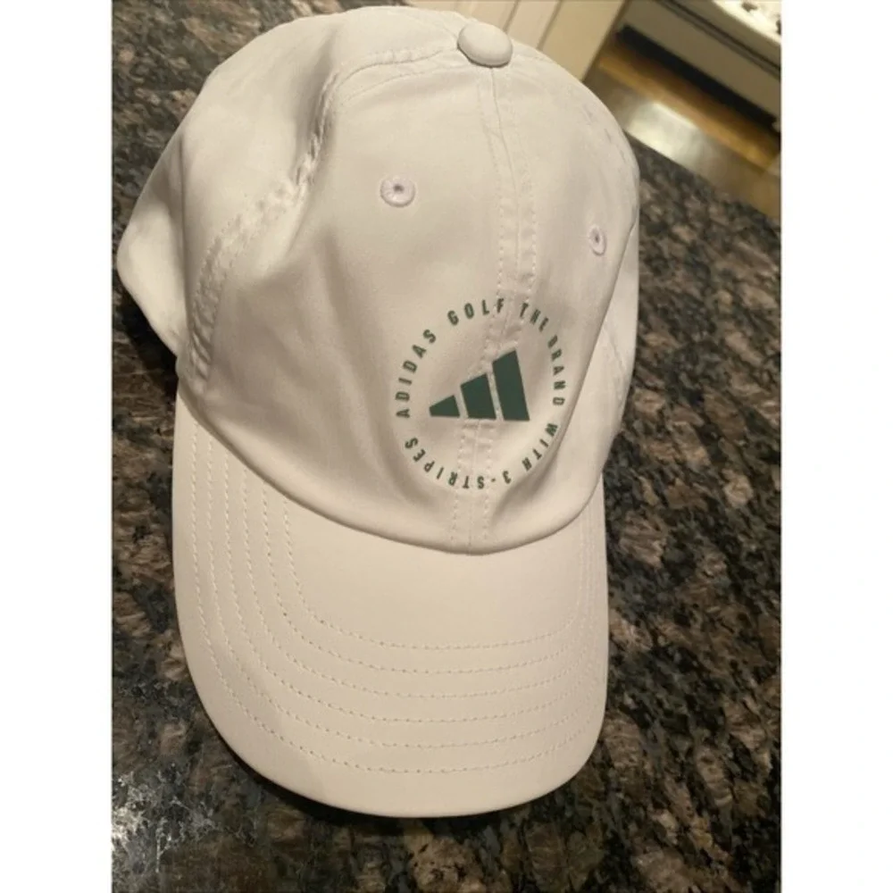 Adidas‎ Womans Golf Hat White/Green Logo Adjustable 0138